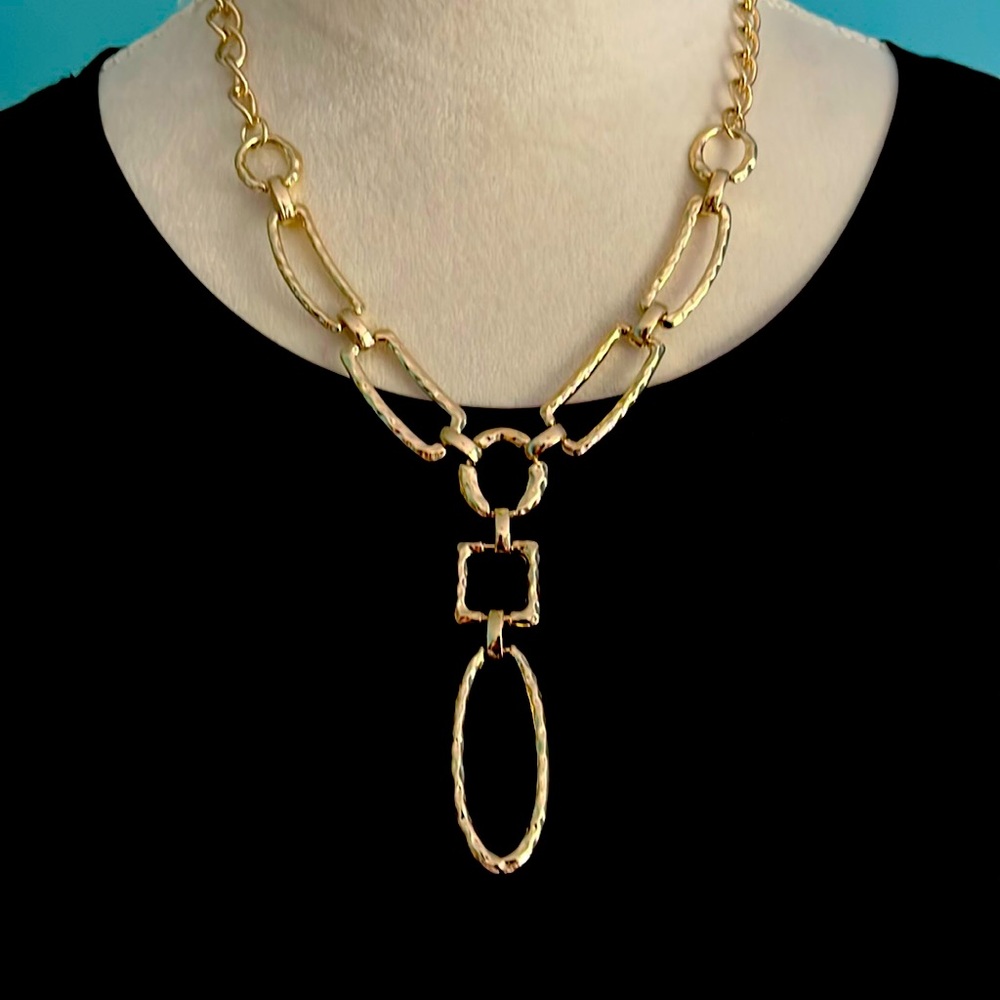 Liz Claiborne Gold Necklace with Lobster Clasp. Pounded metal look. Like new
